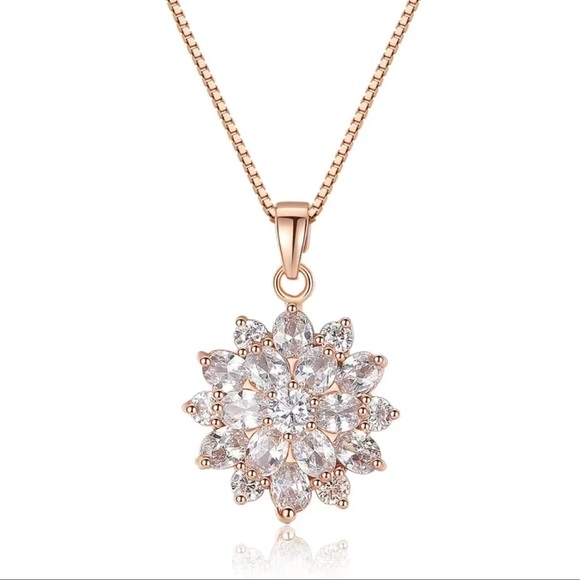 Beautiful Sunflower Rose Gold Plated Pendant Necklace - Picture 3 of 4